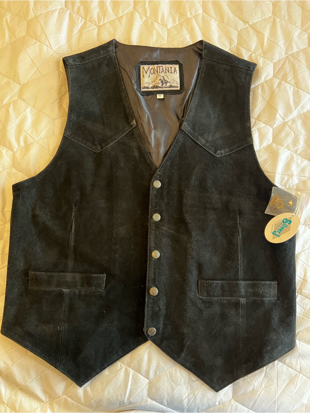 Montania Men's Black Suede Western Vest S